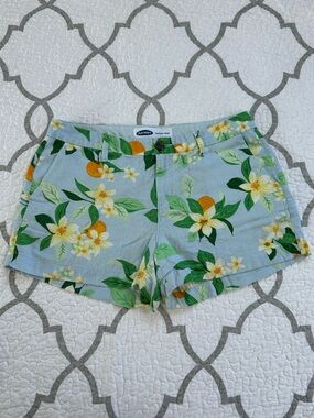 Old Navy Blue Floral/Citrus Print Linen Blend Everyday Short Women’s size 4